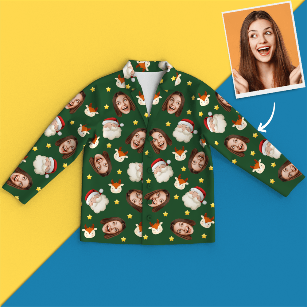 Christmas Gifts Custom Face Pajamas Santa Claus Pajamas - Get Photo Blanket
