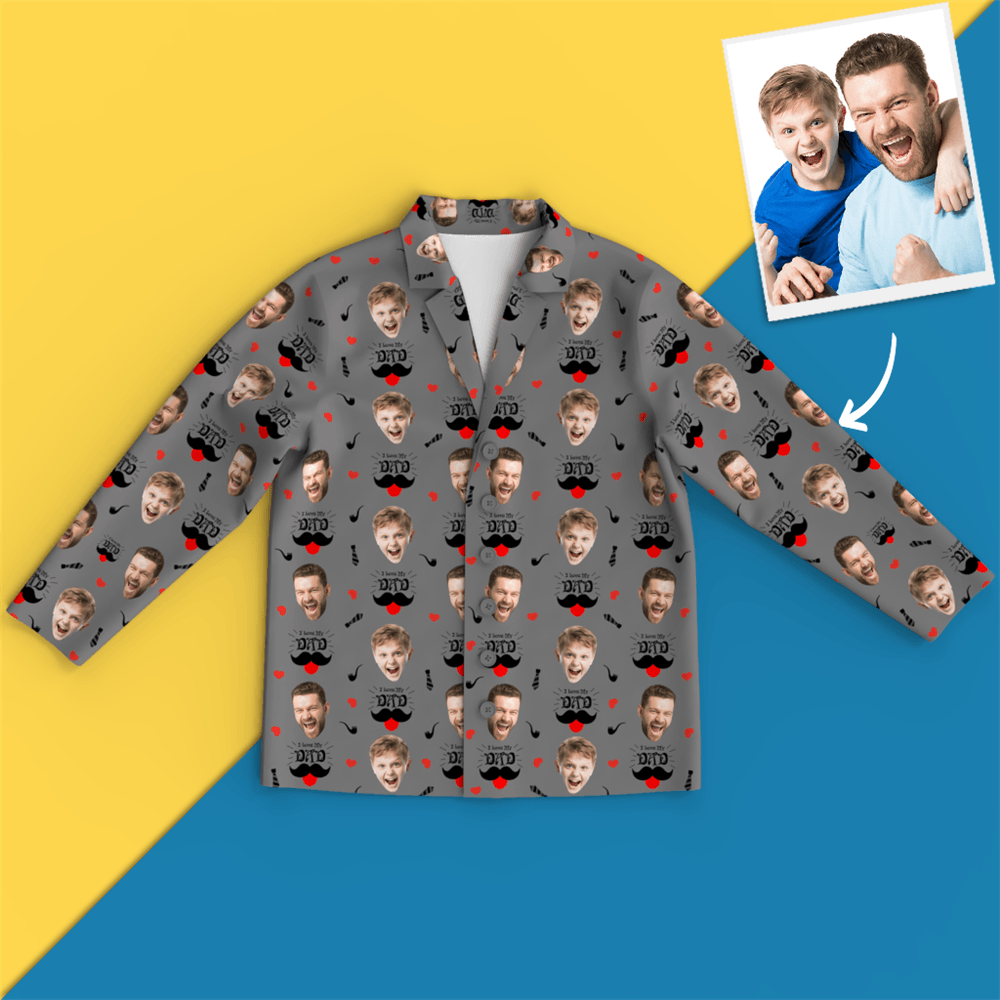 Custom Face Pajamas - Dad I Love You - Get Photo Blanket