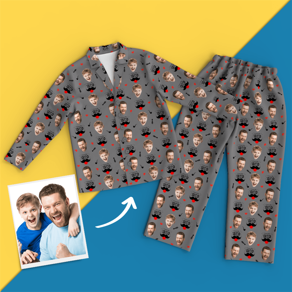 Custom Face Pajamas - Dad I Love You - Get Photo Blanket