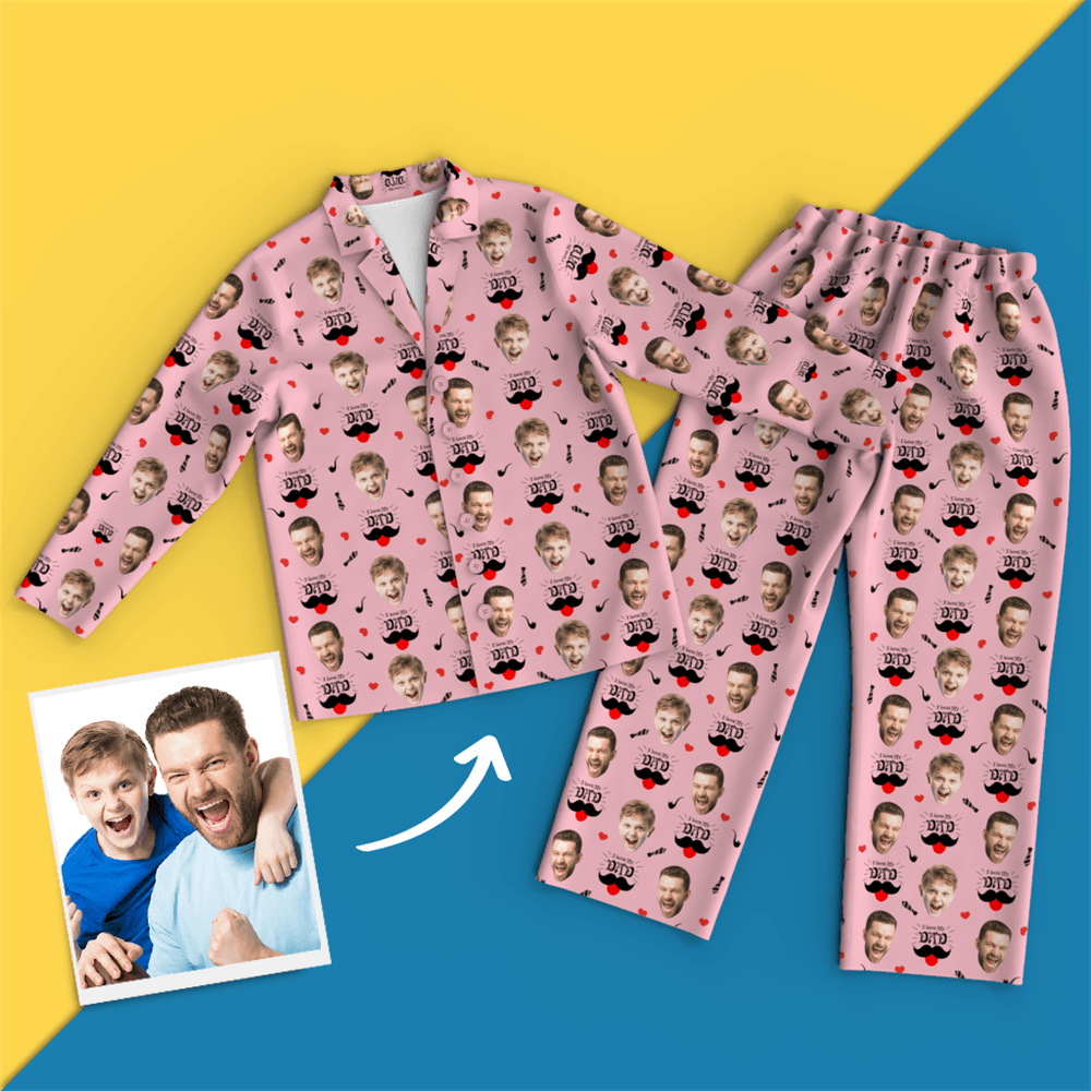 Custom Face Pajamas - Dad I Love You - Get Photo Blanket
