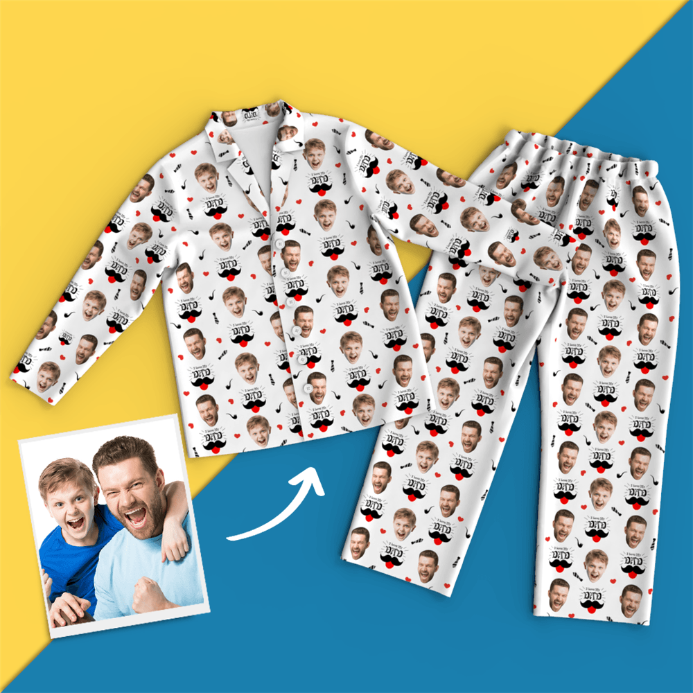 Custom Face Pajamas - Dad I Love You - Get Photo Blanket