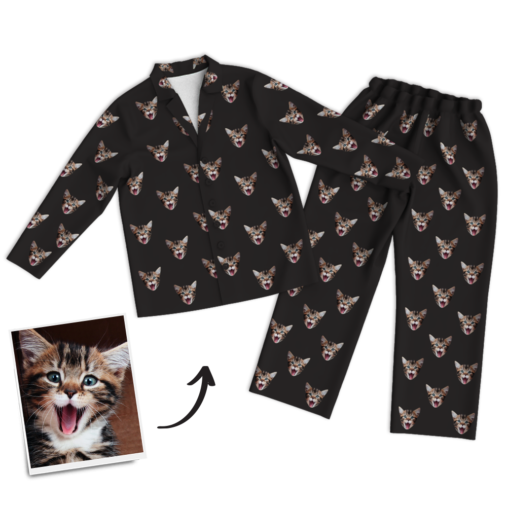 Custom Photo Long Sleeve Pajamas Sleepwear Nightwear - Get Photo Blanket