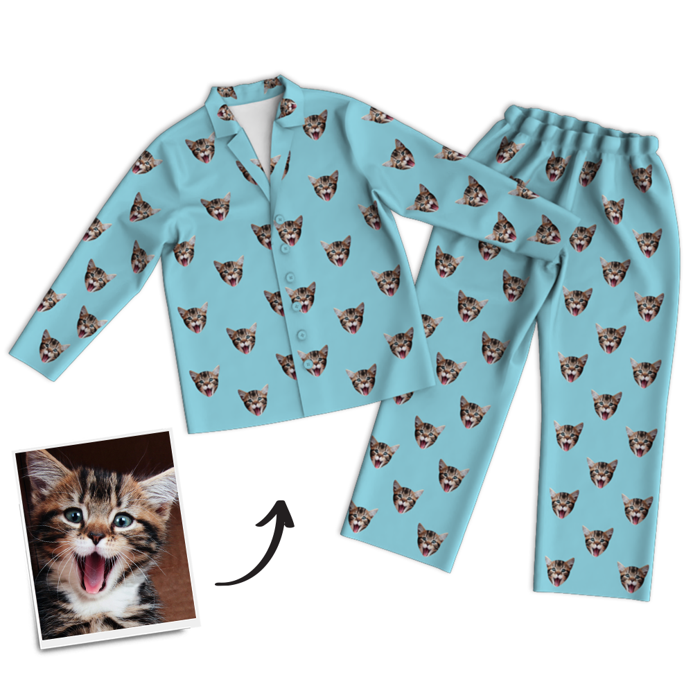 Custom Photo Long Sleeve Pajamas Sleepwear Nightwear - Get Photo Blanket