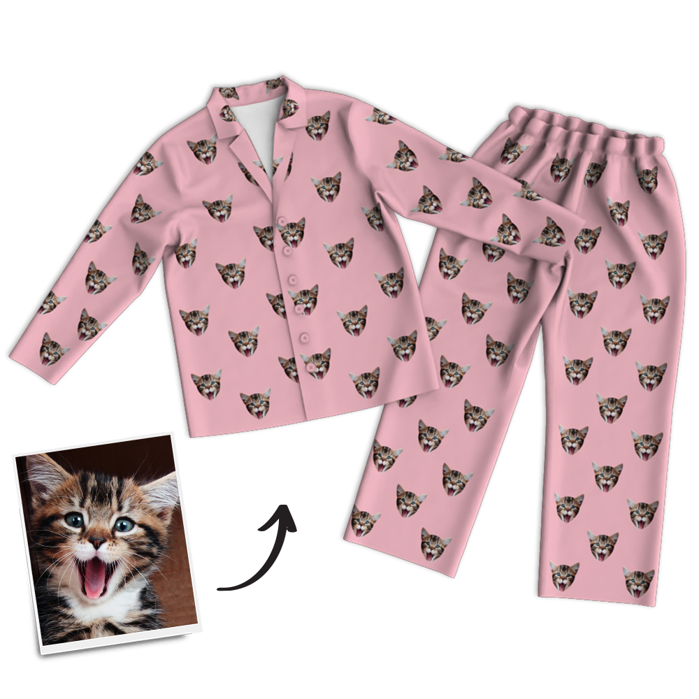 Custom Photo Long Sleeve Pajamas Sleepwear Nightwear - Get Photo Blanket