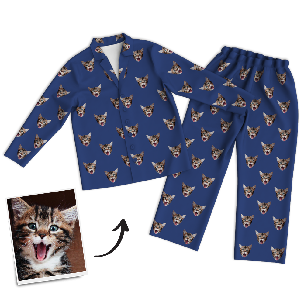 Custom Photo Long Sleeve Pajamas Sleepwear Nightwear - Get Photo Blanket