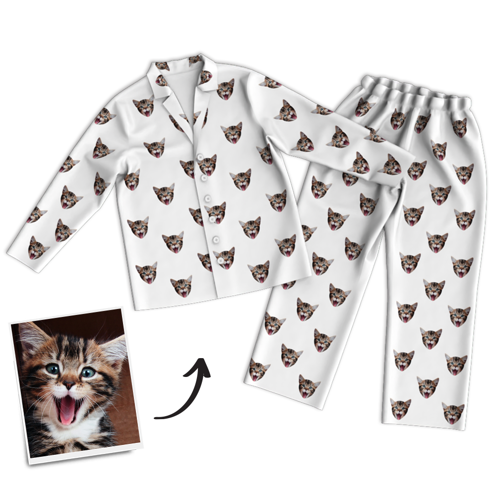 Custom Photo Long Sleeve Pajamas Sleepwear Nightwear - Get Photo Blanket