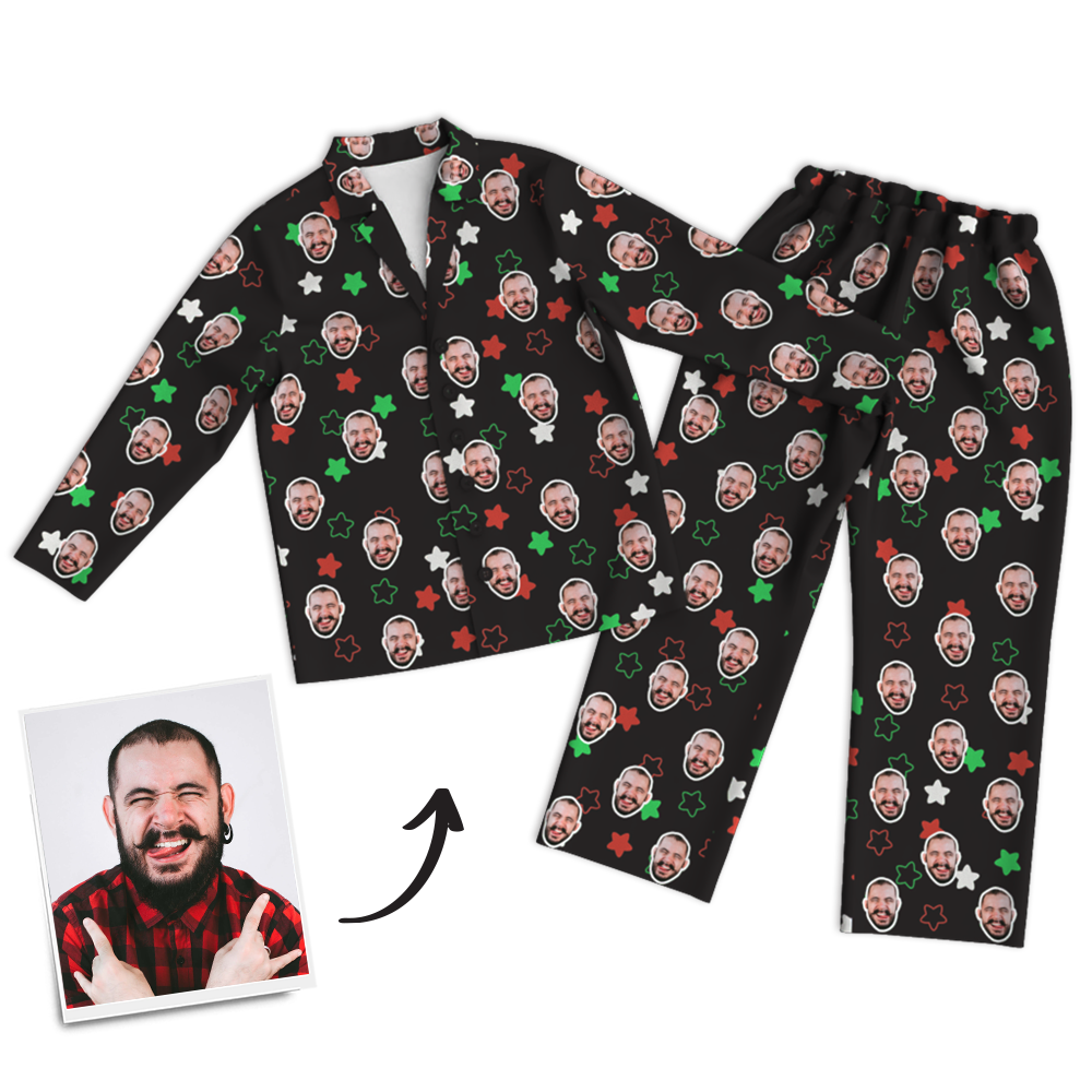 Custom Photo Long Sleeve Pajamas Custom Face Pajamas for Christmas Gifts - Get Photo Blanket