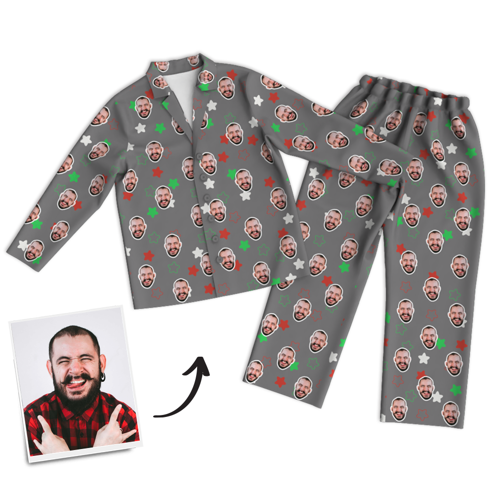 Custom Photo Long Sleeve Pajamas Custom Face Pajamas for Christmas Gifts - Get Photo Blanket