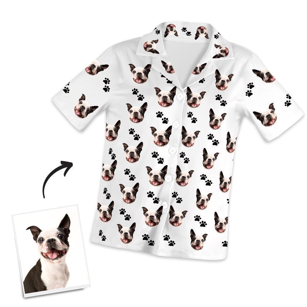 Custom Dog Photo Short Pajama Pants, Nightwear, Sleepwear, Footprints - Get Photo Blanket