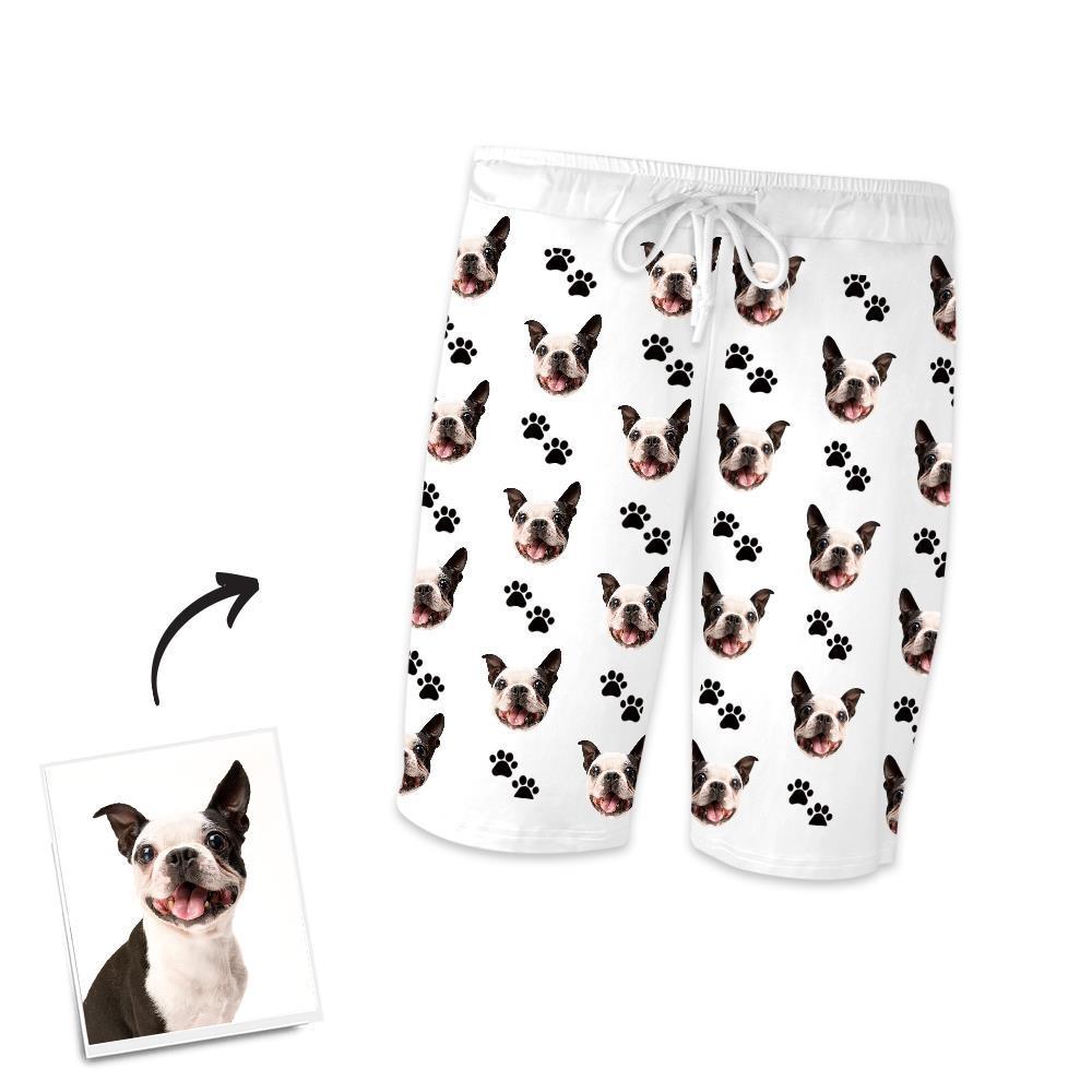 Custom Dog Photo Short Pajama Pants, Nightwear, Sleepwear, Footprints - Get Photo Blanket