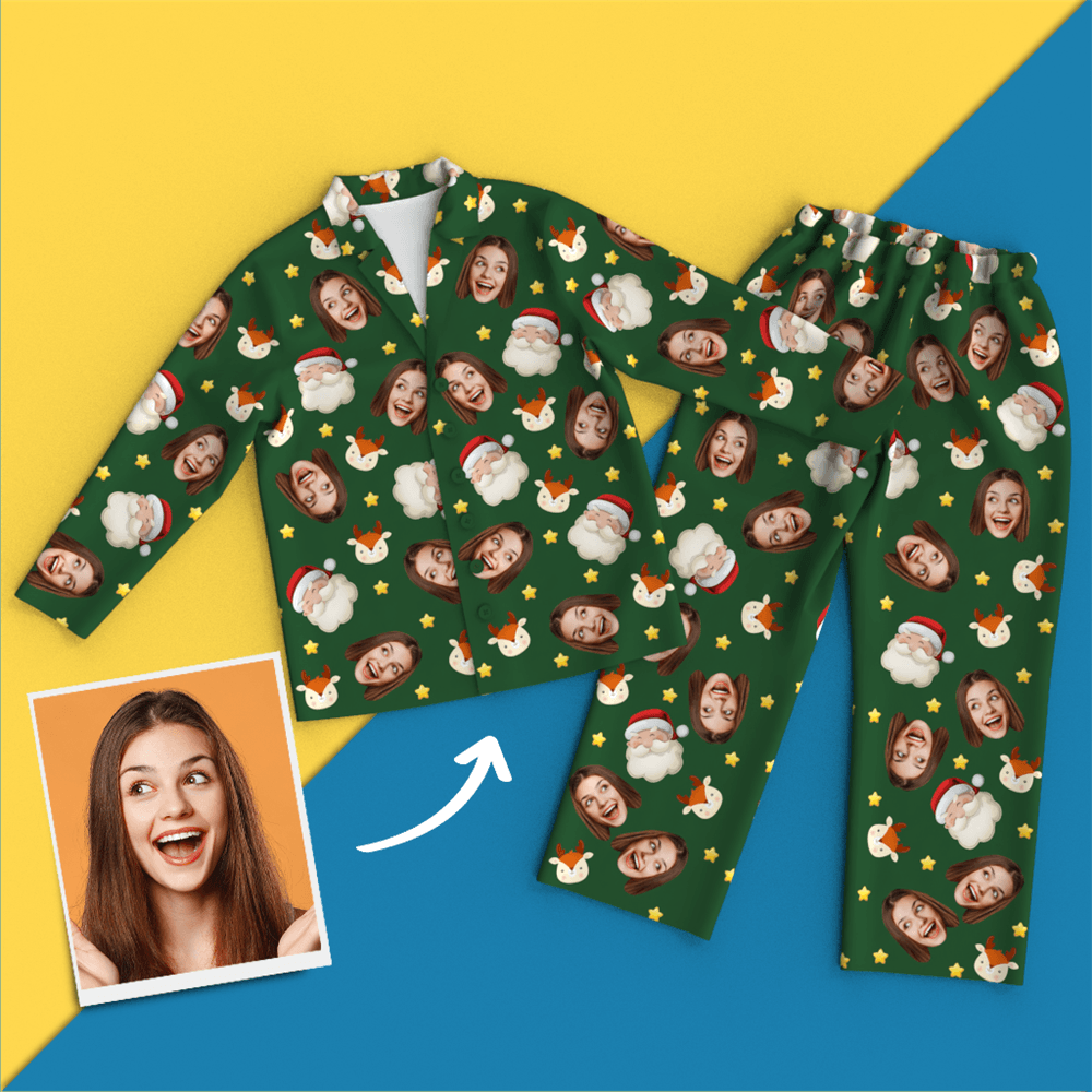Christmas Gifts Custom Face Pajamas Santa Claus Pajamas - Get Photo Blanket
