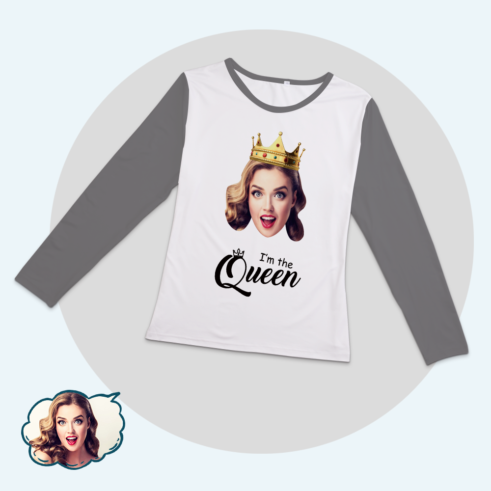 Custom Face Pajamas Set King And Queen Matching Pajamas-I'm The Queen - Get Photo Blanket