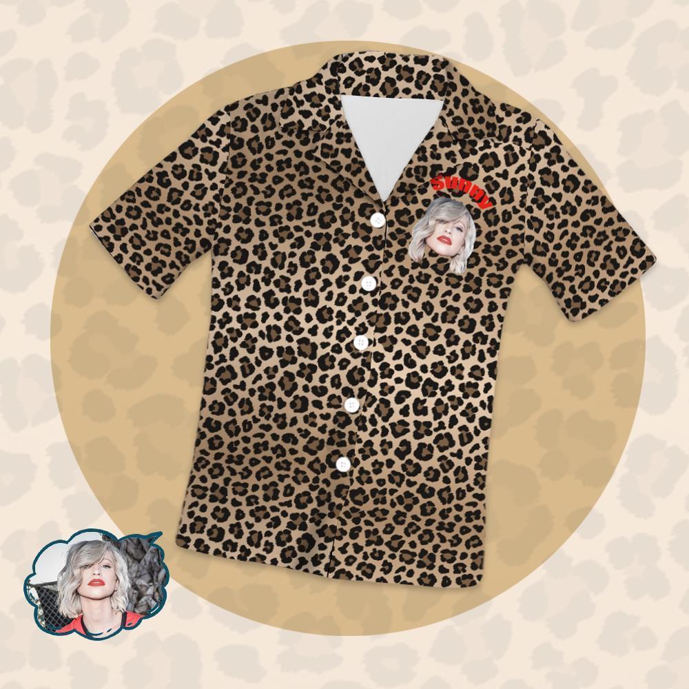 Mother's Day Gifts Custom Women's Short Sleeve Pajama Set With Animal Leopard Elements - Get Photo Blanket
