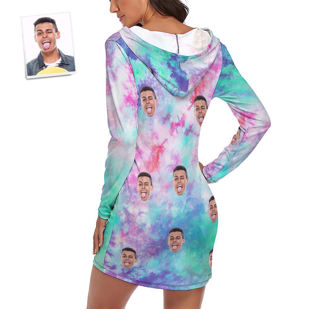 Custom Face Pajamas Women's Pajama Sets Long-sleeved Dress Summer Sleepwear - Tie Dye - Get Photo Blanket