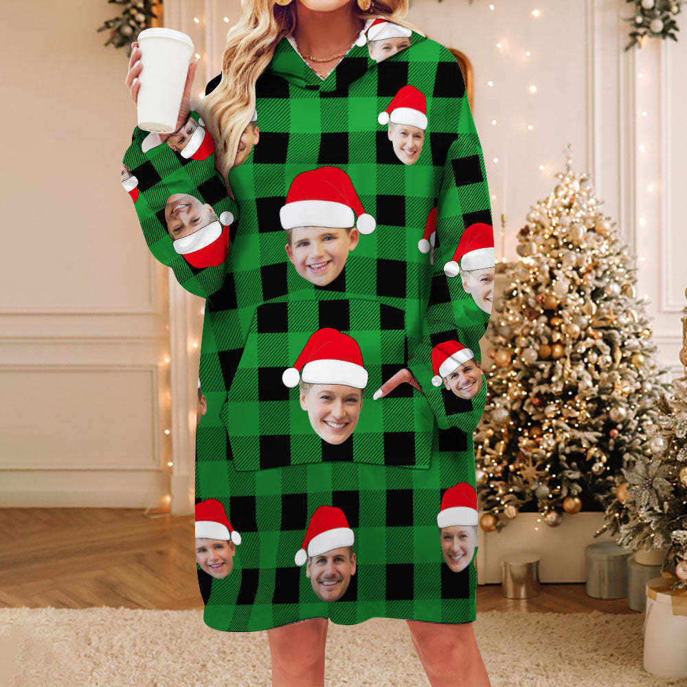 Custom Face Adult Unisex Blanket Pajamas Personalized Photo Christmas Family Buffalo Plaid Pajamas Merry Christmas - Get Photo Blanket