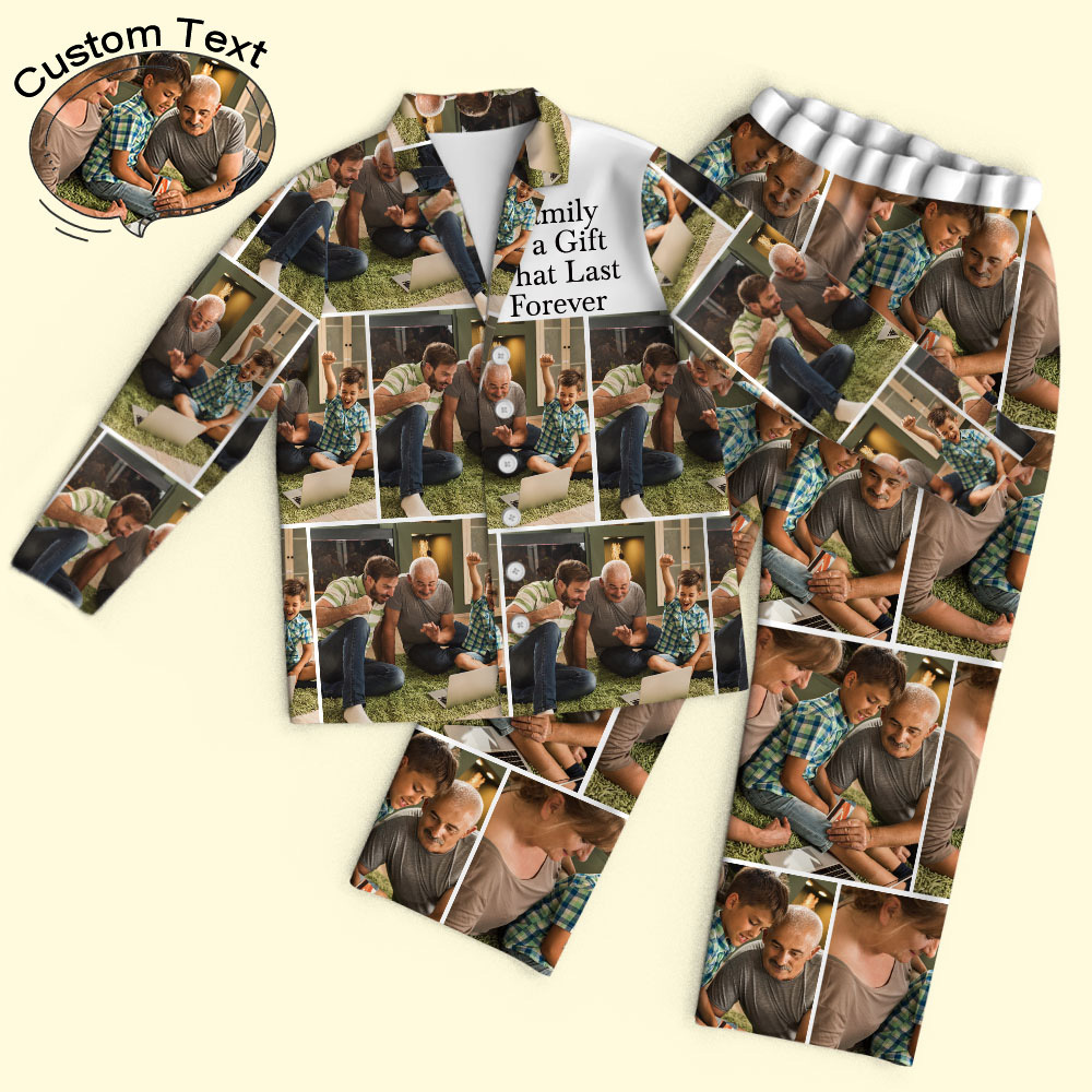 Custom Photos&Text Couple Matching Pajamas Personalized Photo Loungewear Set Sleepwear For Men Women - Get Photo Blanket