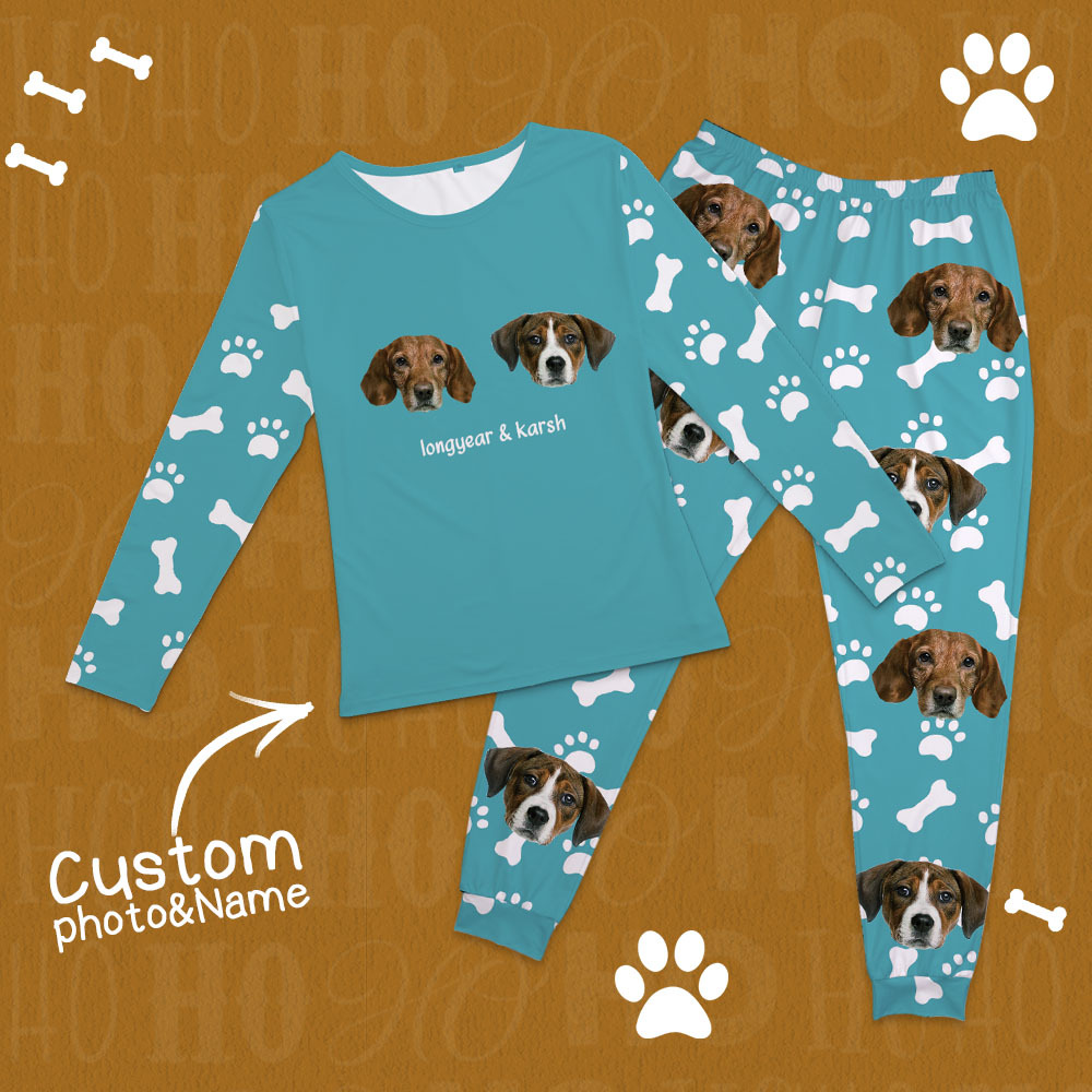 Custom Photo Pet Faces - Gift For Dog Lovers, Cat Lovers - Personalized Unisex Pajamas Set - Get Photo Blanket