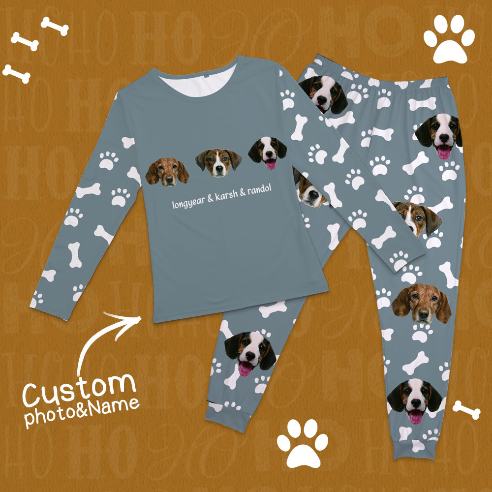 Custom Photo Pet Faces - Gift For Dog Lovers, Cat Lovers - Personalized Unisex Pajamas Set - Get Photo Blanket