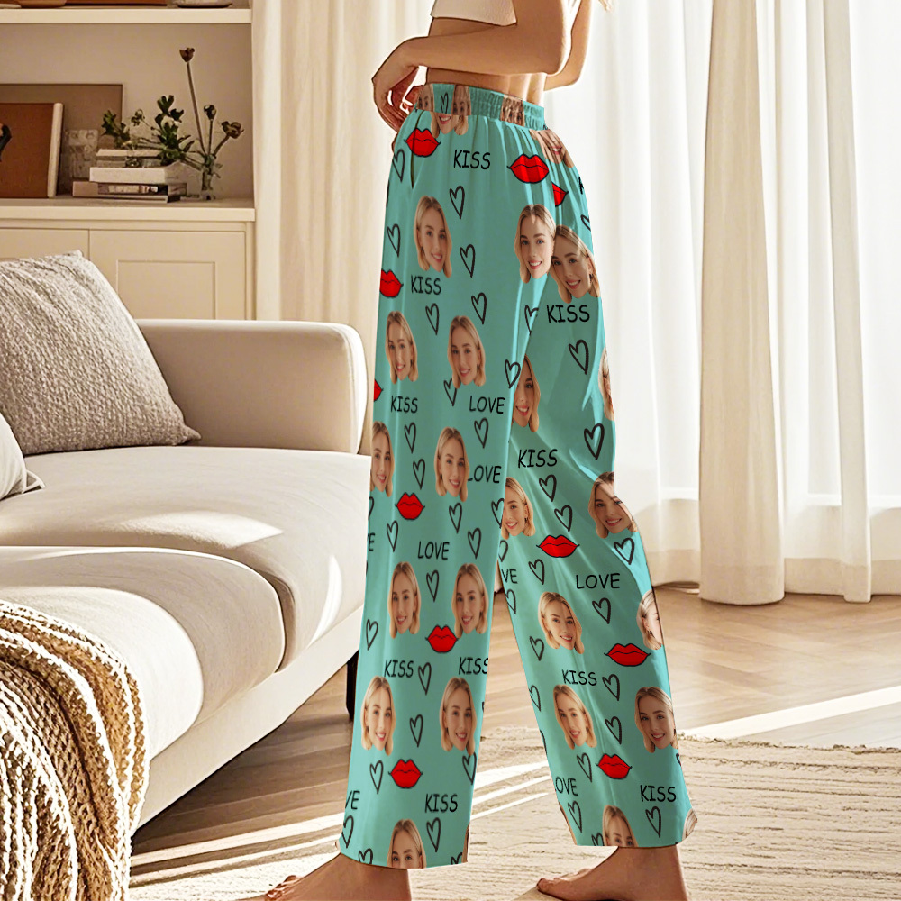 Custom Face Pajama Pants Personalized Kiss Pajamas Pants Valentine's Day Gifts