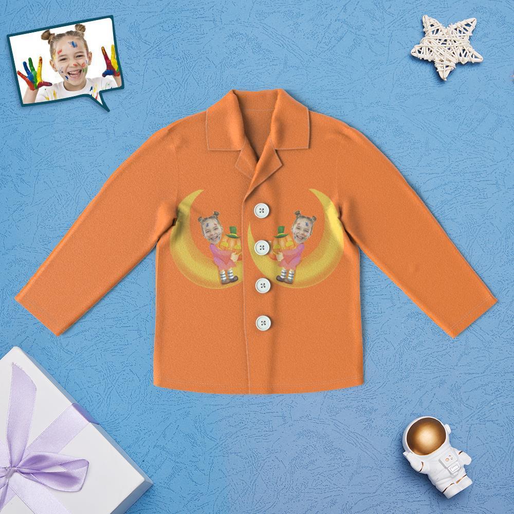 Custom Face Children's Halloween Elements Pajamas For Kids Moon Funny Pyjamas - Get Photo Blanket