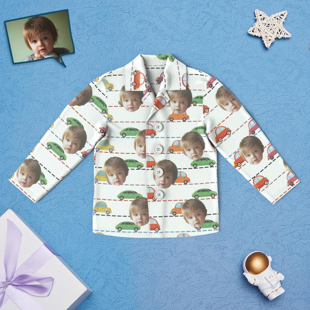 Custom Face Children's Pajamas Car Print - White - Get Photo Blanket
