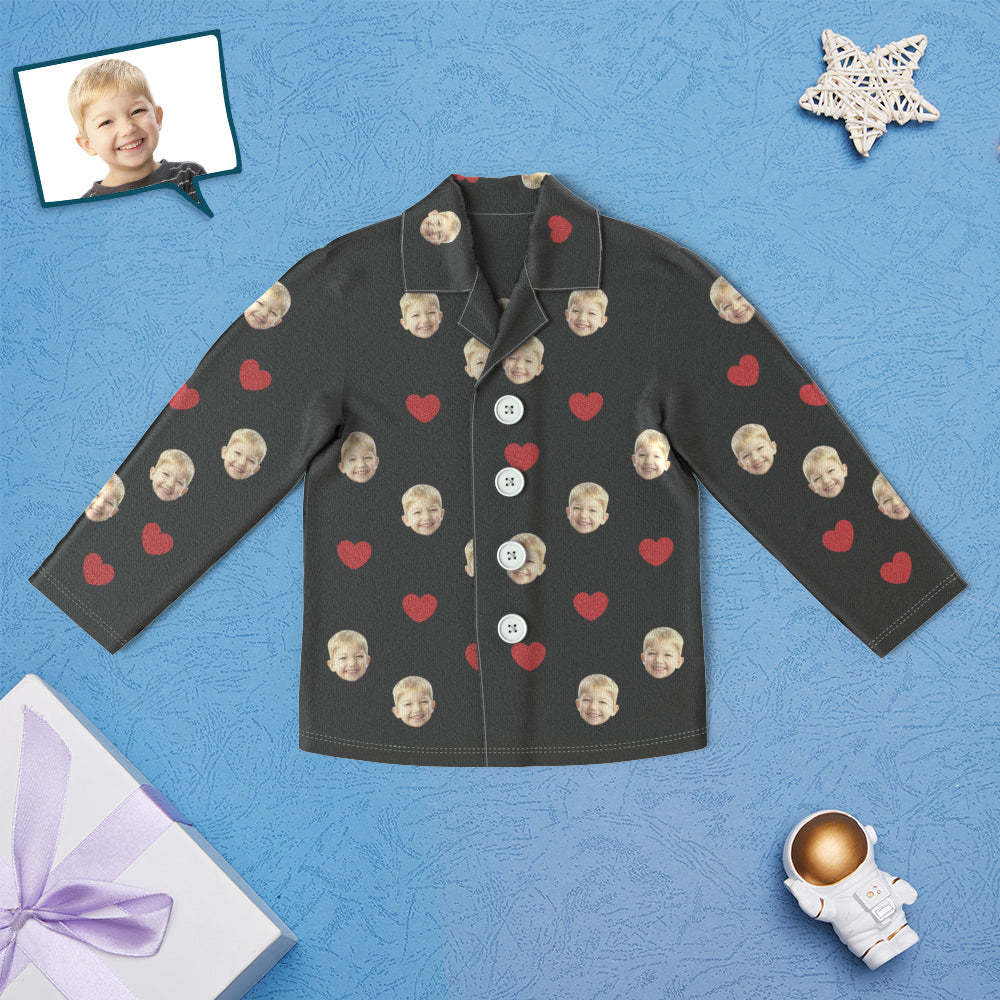 Custom Face Children's Pajamas Personalized Kid's Sleepwear - Love Heart - Get Photo Blanket