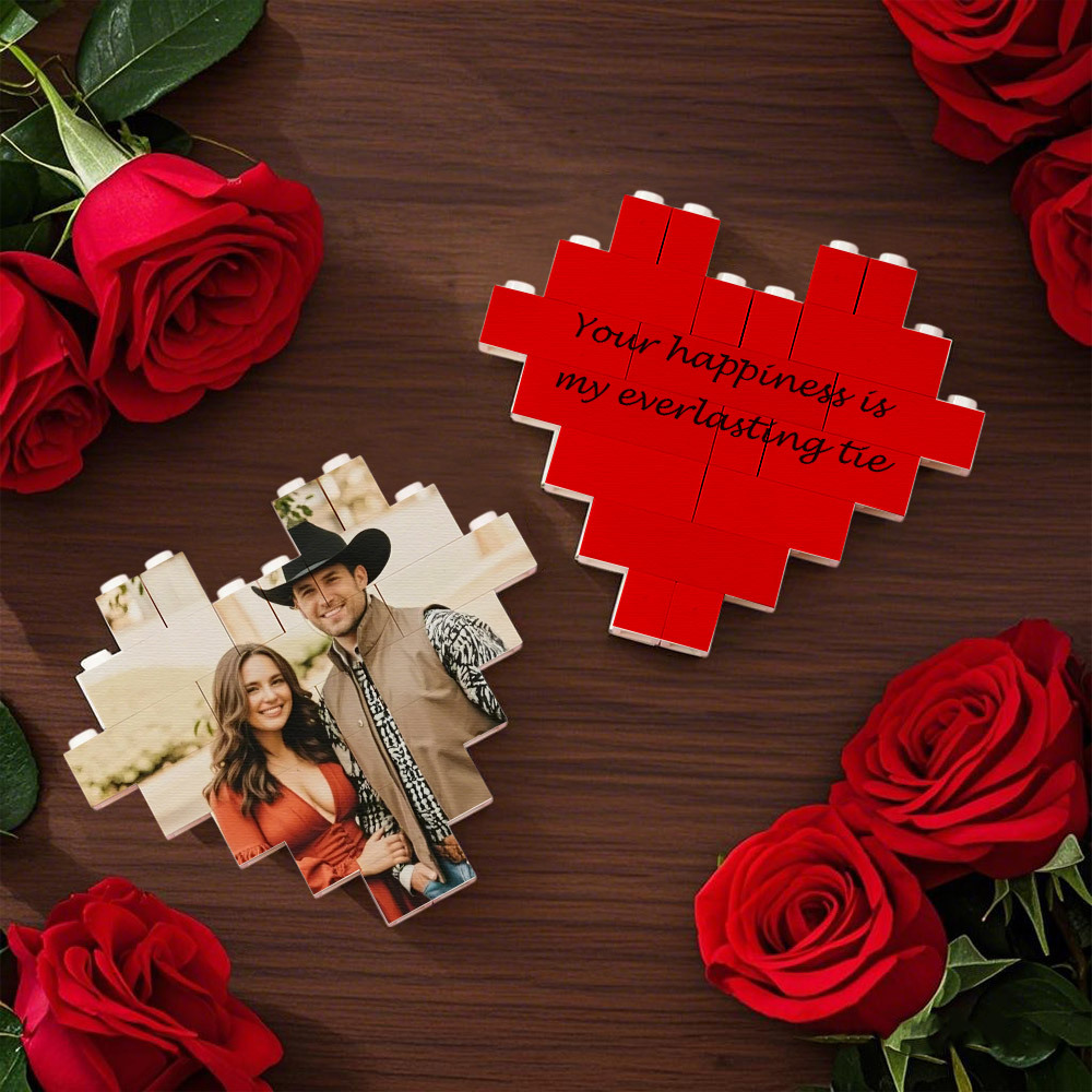Custom Music Code Building Brick Personalized Photo Block Heart Shape Valentine's Day Gifts