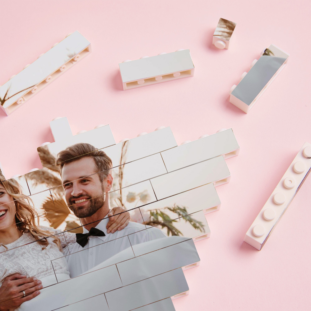 Wedding Anniversary Gifts Custom Building Brick Personalised Photo Block Heart Shaped