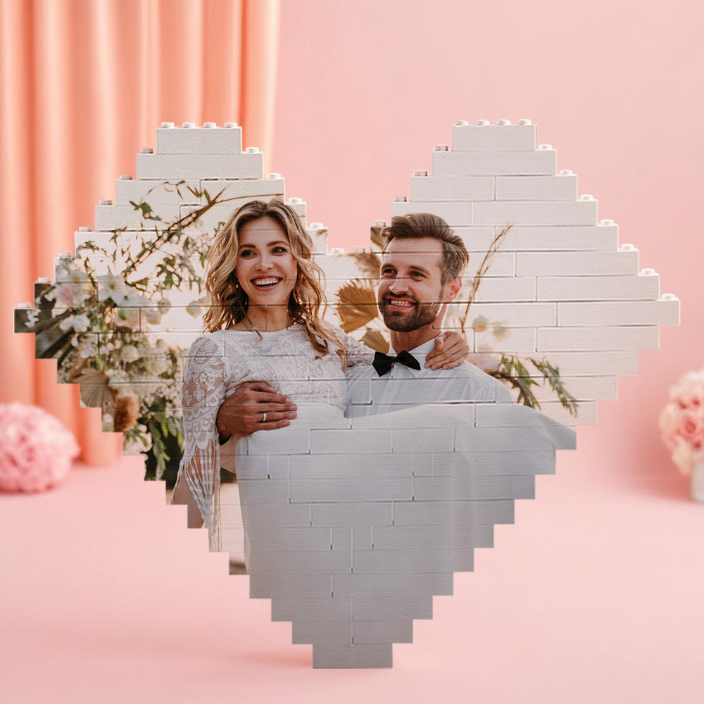 Wedding Anniversary Gifts Custom Building Brick Personalised Photo Block Heart Shaped