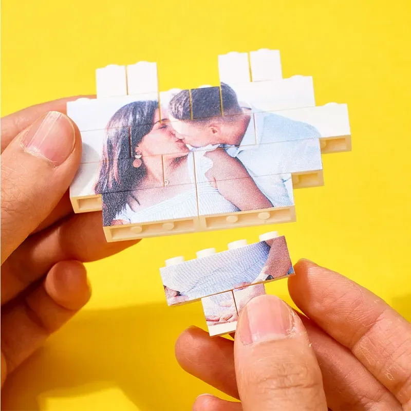 Custom Photo Building Brick Personalised Block Heart Shaped Gifts for Wedding Anniversary