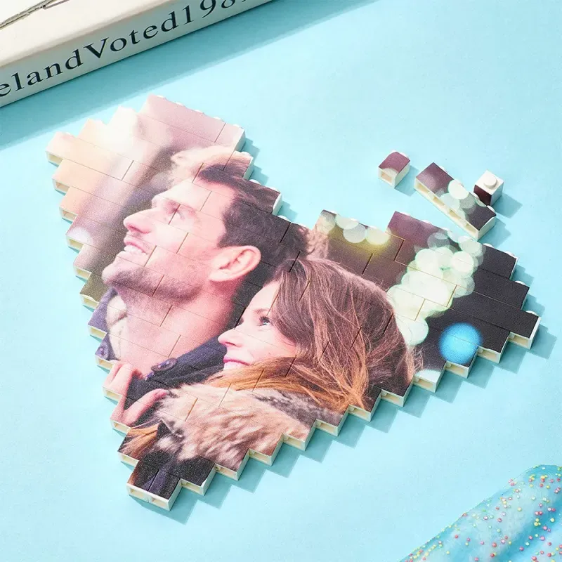 Custom Photo Building Brick Personalised Block Heart Shaped Gifts for Wedding Anniversary