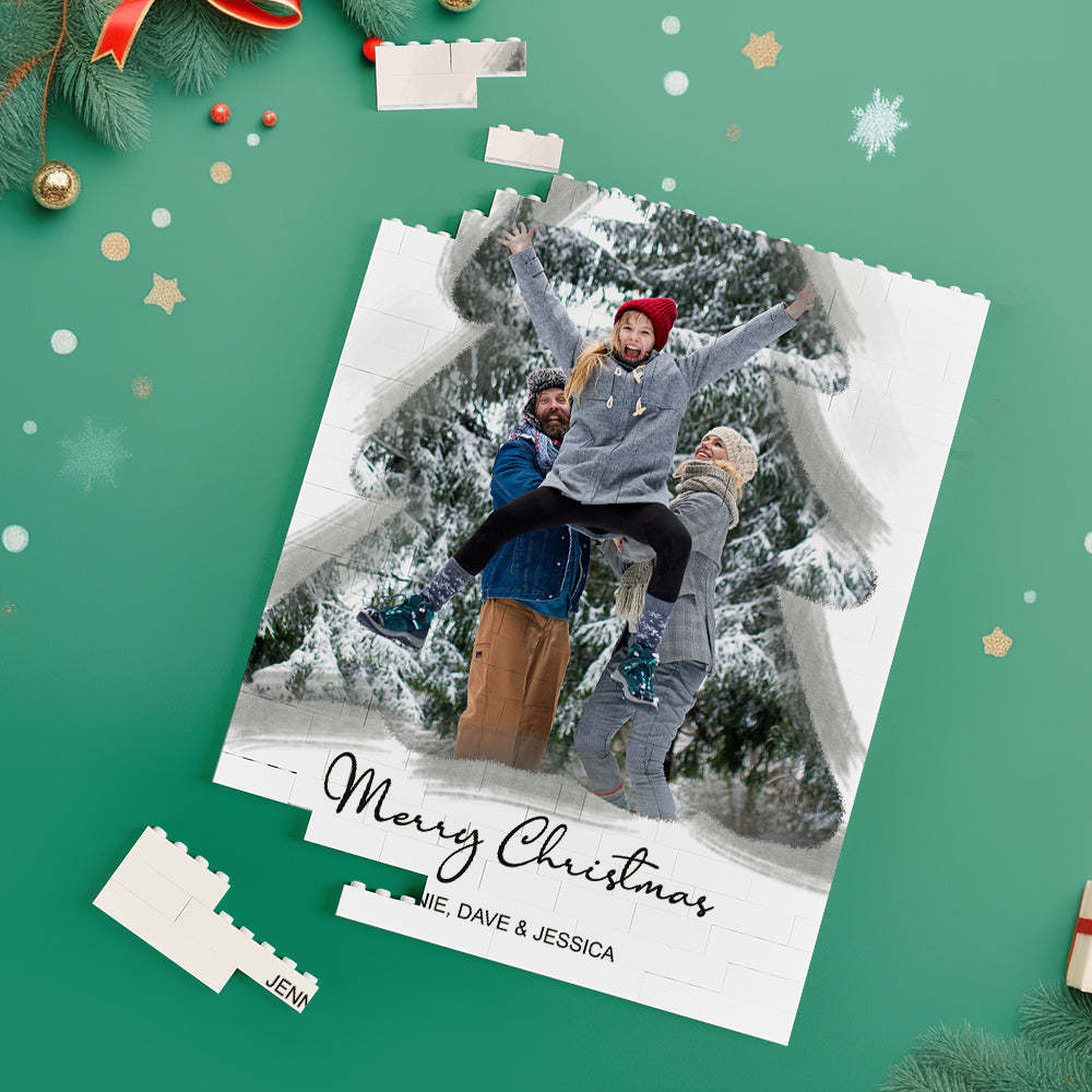 Custom Building Block Puzzle Vertical Building Photo Bricks Christmas Tree - Get Photo Blanket
