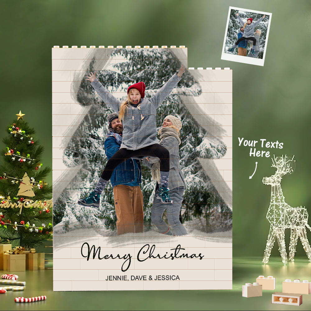 Custom Building Block Puzzle Vertical Building Photo Bricks Christmas Tree - Get Photo Blanket