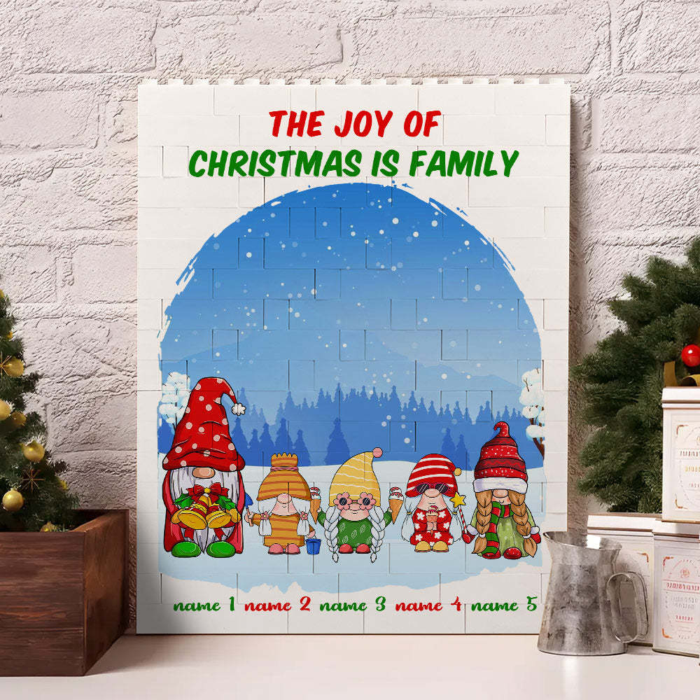 Custom Gnome Family Clip Art Personalized Name Cartoon Christmas Gifts Building Bricks - Get Photo Blanket