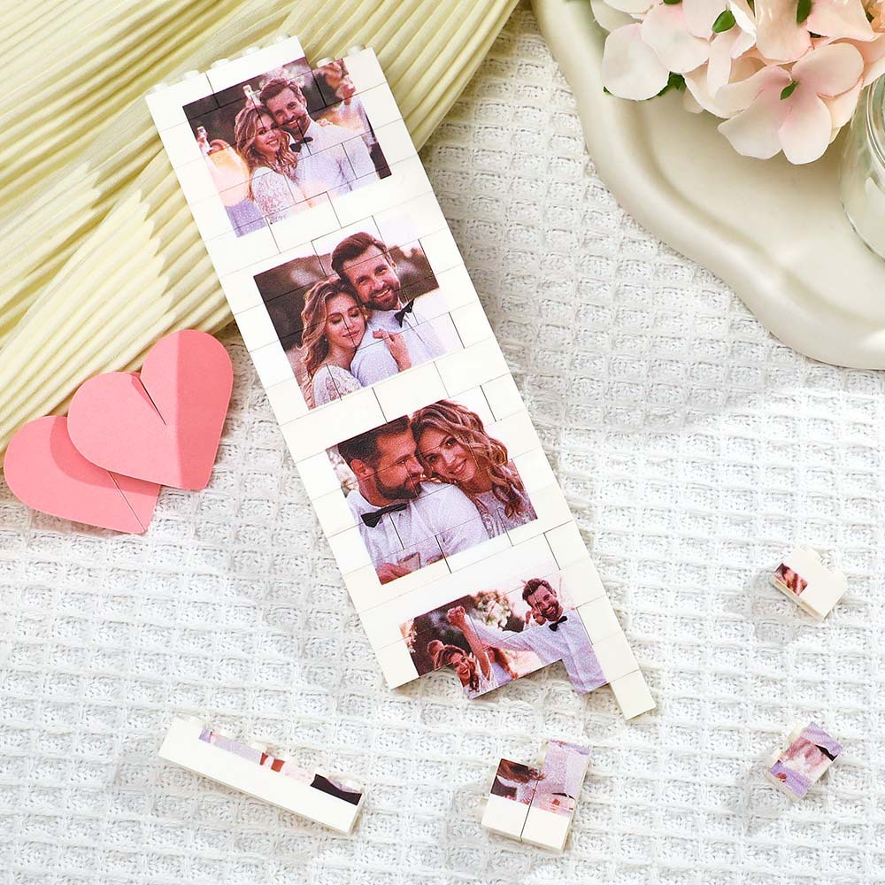 Custom Photo Building Block Puzzle Personalized Photo Square Brick Gift for couples - Get Photo Blanket