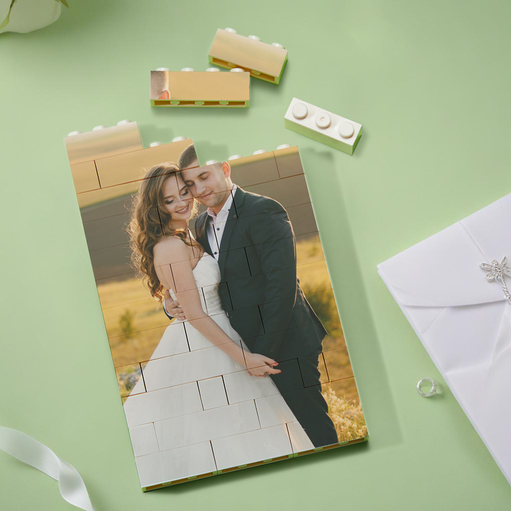 Wedding Anniversary Gift Personalized Brick Rectangle Building Photo Block Music Code Custom Text Frame