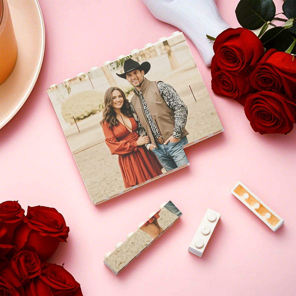 Personalized Photo Building Brick Square Photo Block Music Code Custom Text Frame Valentine's Day Gifts