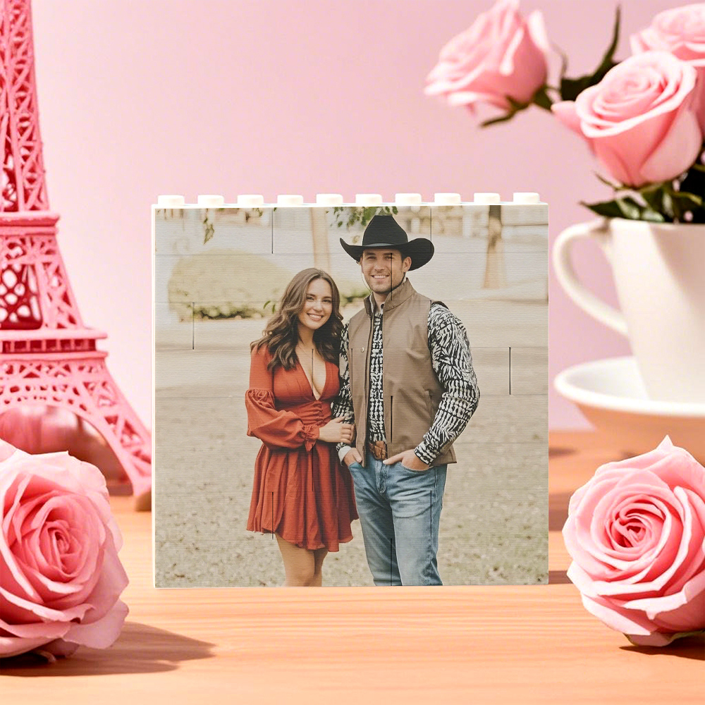 Personalized Photo Building Brick Square Photo Block Music Code Custom Text Frame Valentine's Day Gifts