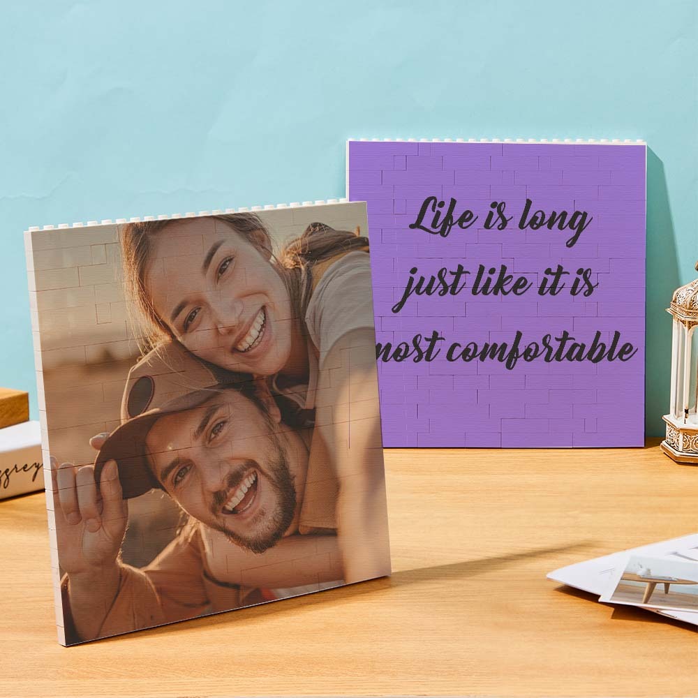 Personalized Building Brick Square Photo Block Music Code Custom Text Frame - Get Photo Blanket