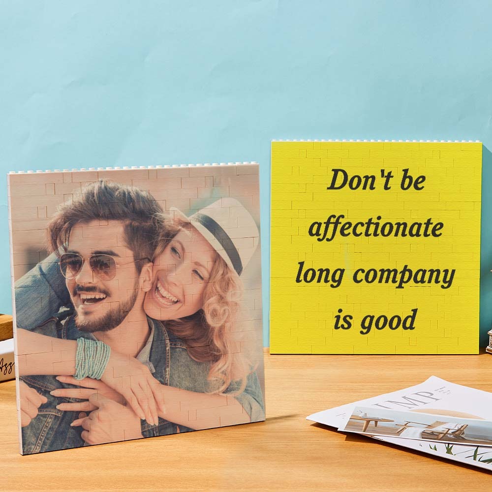 Personalized Building Brick Square Photo Block Music Code Custom Text Frame - Get Photo Blanket