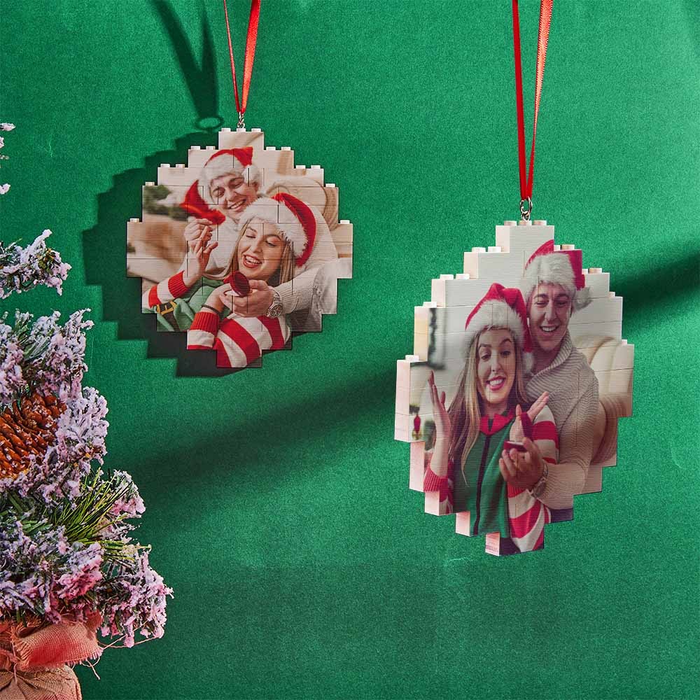Christmas Ornament Custom Music Code Round Photo Block Personalized Building Brick - Get Photo Blanket