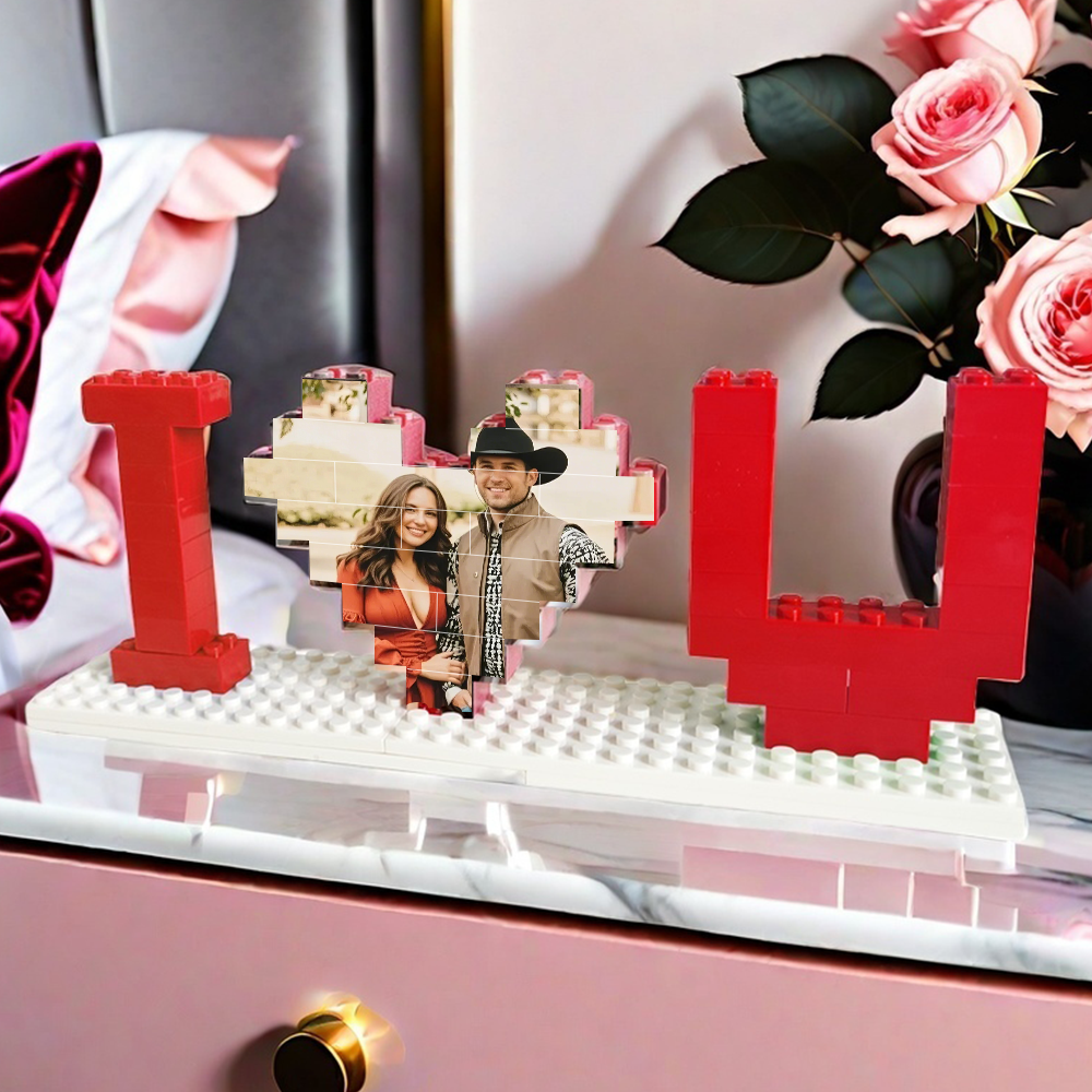 Custom Building Brick Photo Block Personalised I Love You Brick Puzzles Gifts for Valentine's Day