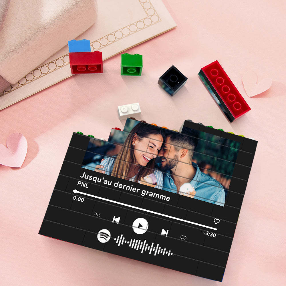 Personalised Spotify Code Building Brick Custom Photo Block Colors Brick Puzzles Gifts for Her - Get Photo Blanket