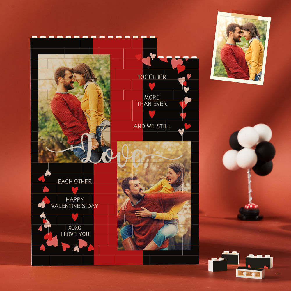 Custom Building Block Puzzle Vertical Building Photo Brick for Lover Happy Valentine's Day - Get Photo Blanket