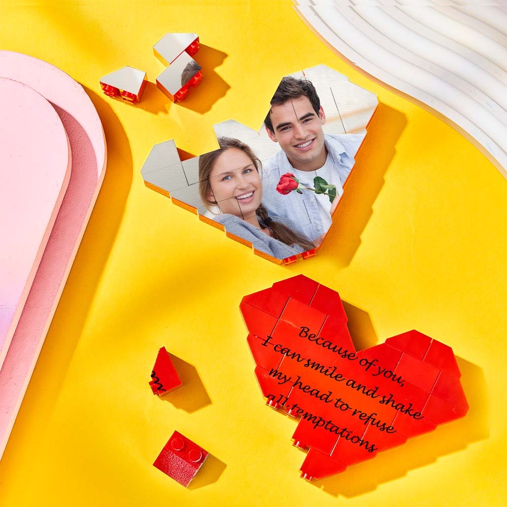 Personalised Building Brick Heart Valentine's Day Gifts Custom Photo Block Toy Home Decor For Lover - Get Photo Blanket