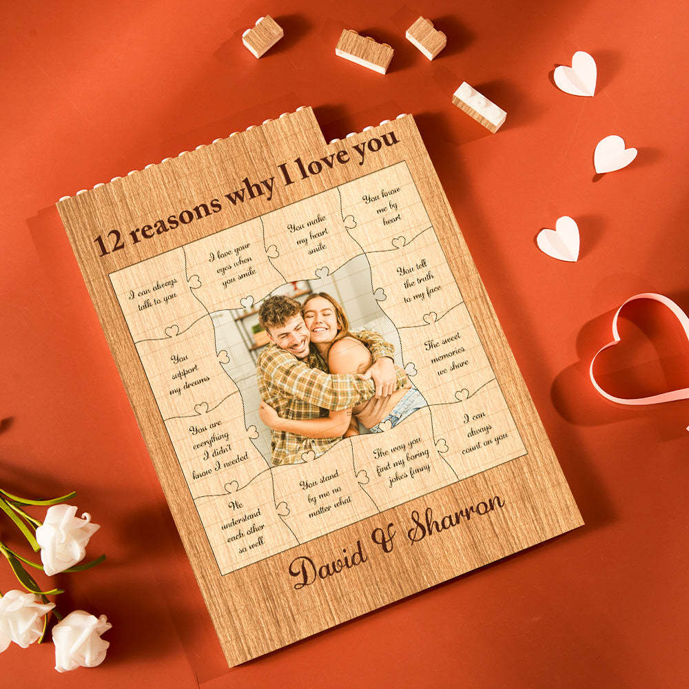 12 Reasons Why I Love You Personalised Photo Building Block Gifts for Her/Him - Get Photo Blanket