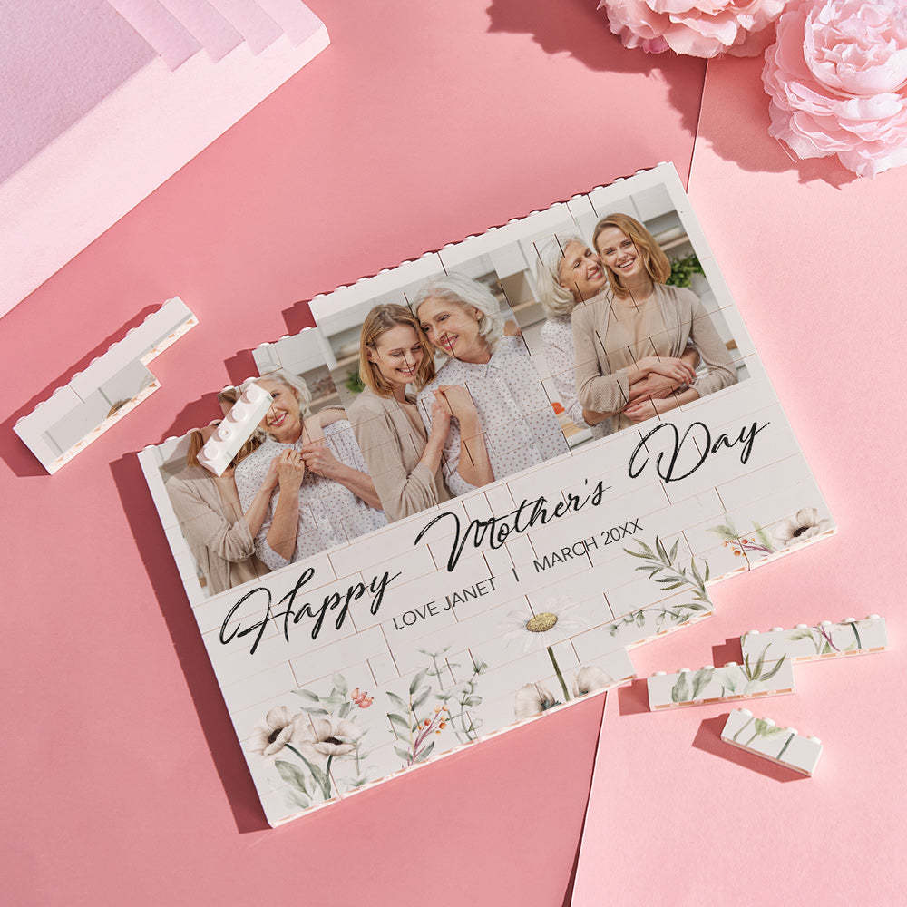 Personalised Horizontal Building Brick Custom Photo Block Happy Mother's Day