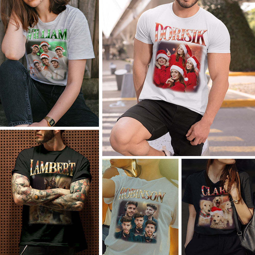 Personalized Photo Vintage Tee Custom Name and Photo T-Shirt Vintage Couple T-shirt - Get Photo Blanket