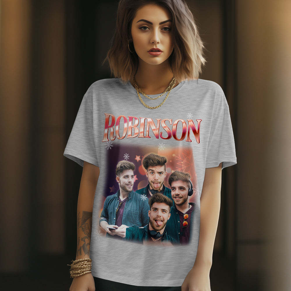 Personalized Photo Vintage Tee Custom Name and Photo T-Shirt Vintage Couple T-shirt - Get Photo Blanket