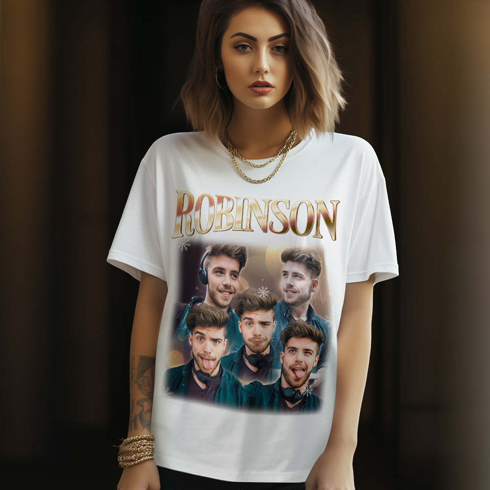 Personalized Photo Vintage Tee Custom Name and Photo T-Shirt Vintage Couple T-shirt - Get Photo Blanket